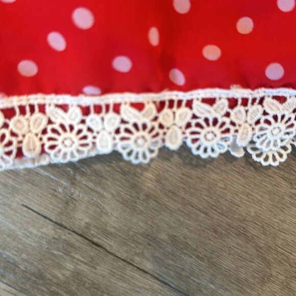 NWT Mia Belle Girls 6-7 Red and White Polka Dot Romper Lace Ruffles Photoshoot - Picture 5 of 5
